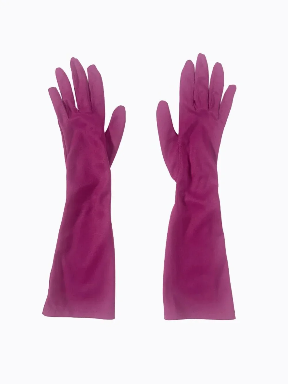 Vtg 60s Magenta Pink Nylon Opera Gloves 6.5 Small Formal Evening Made USA Retro